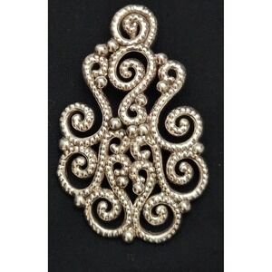 Paz Israel 925 Sterling Silver Filigree Scroll Swirl Pendant Large 3x2